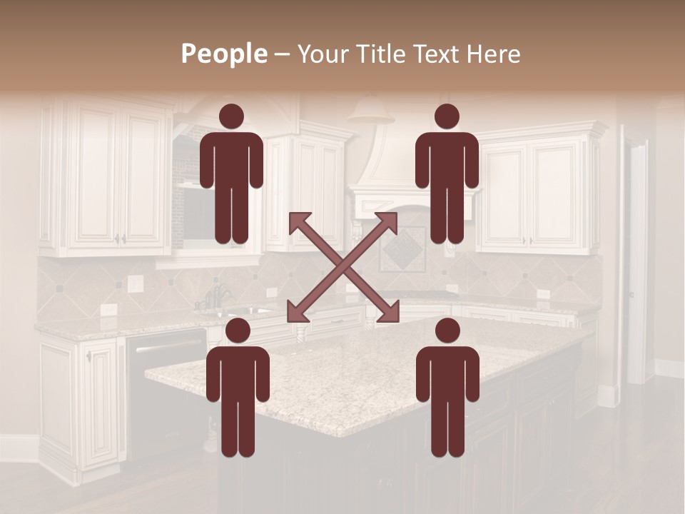 Luxury Kitchen With Granite Topped Island PowerPoint Template