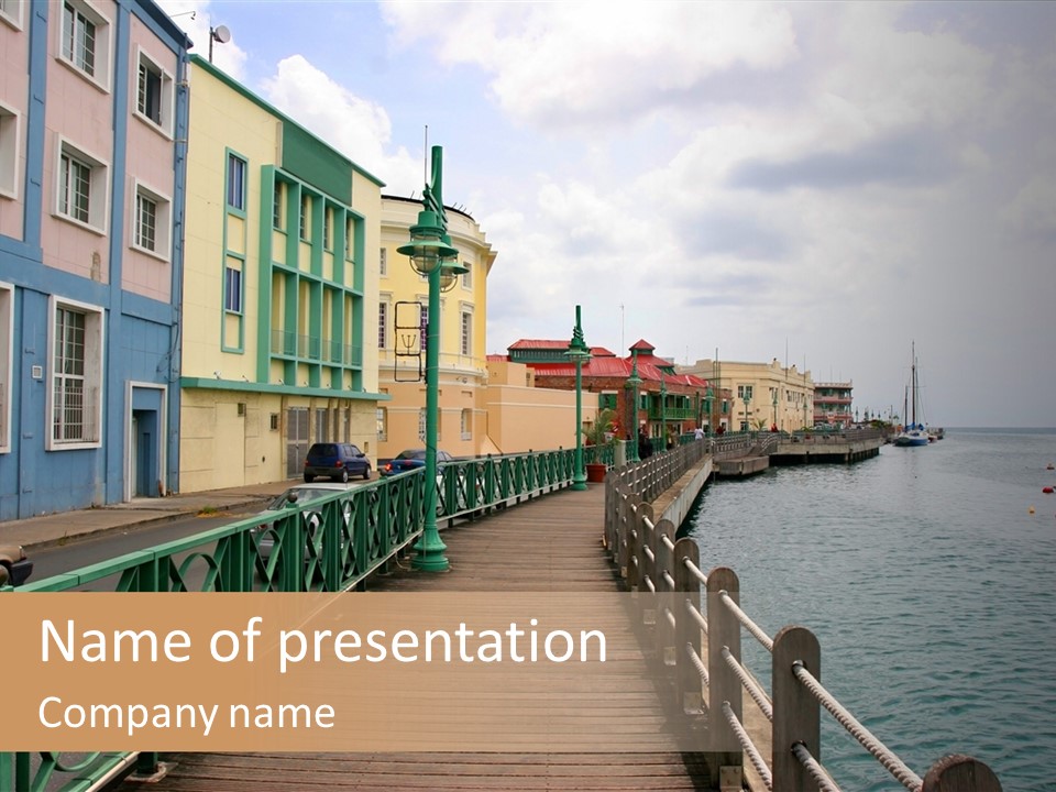 Promenade In Bridgetown, Barbados PowerPoint Template