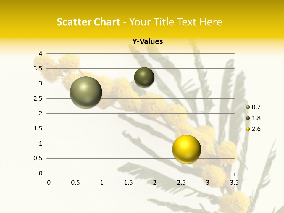Yellow Mimosa Flowers On White PowerPoint Template