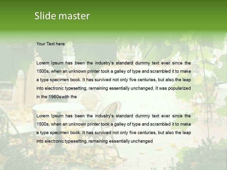 Summer Street Cafe With Grape Leaves Frame PowerPoint Template