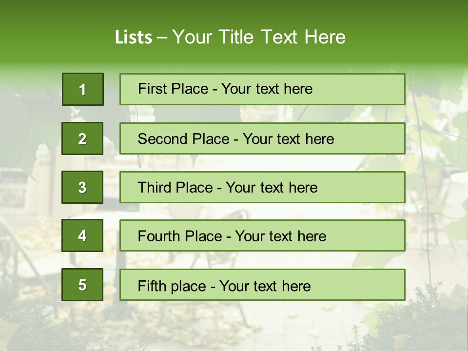 Summer Street Cafe With Grape Leaves Frame PowerPoint Template