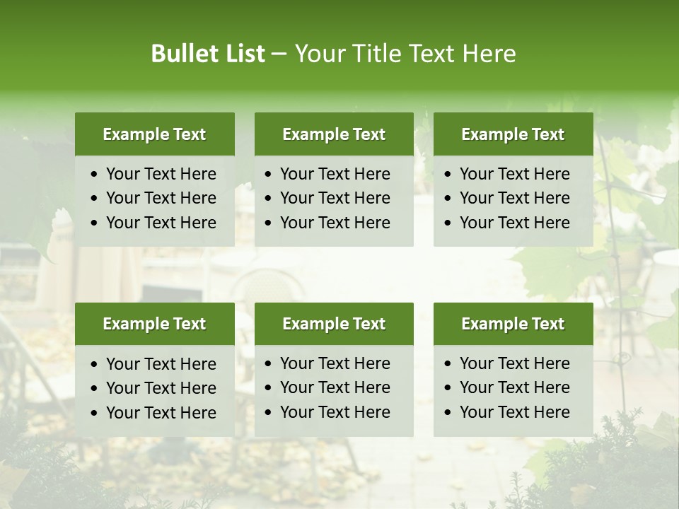 Summer Street Cafe With Grape Leaves Frame PowerPoint Template