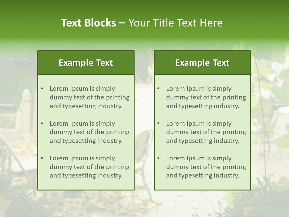 Summer Street Cafe With Grape Leaves Frame PowerPoint Template