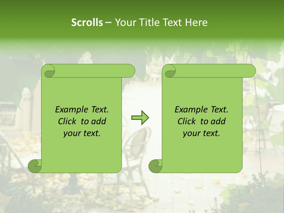 Summer Street Cafe With Grape Leaves Frame PowerPoint Template