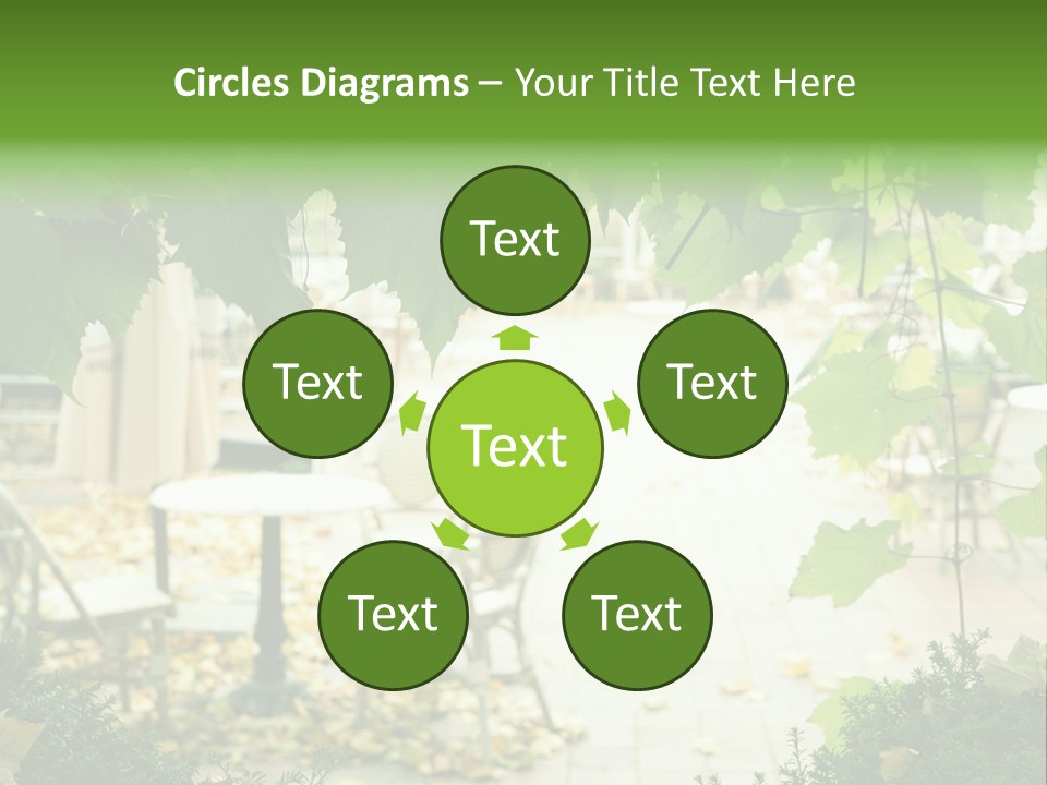 Summer Street Cafe With Grape Leaves Frame PowerPoint Template