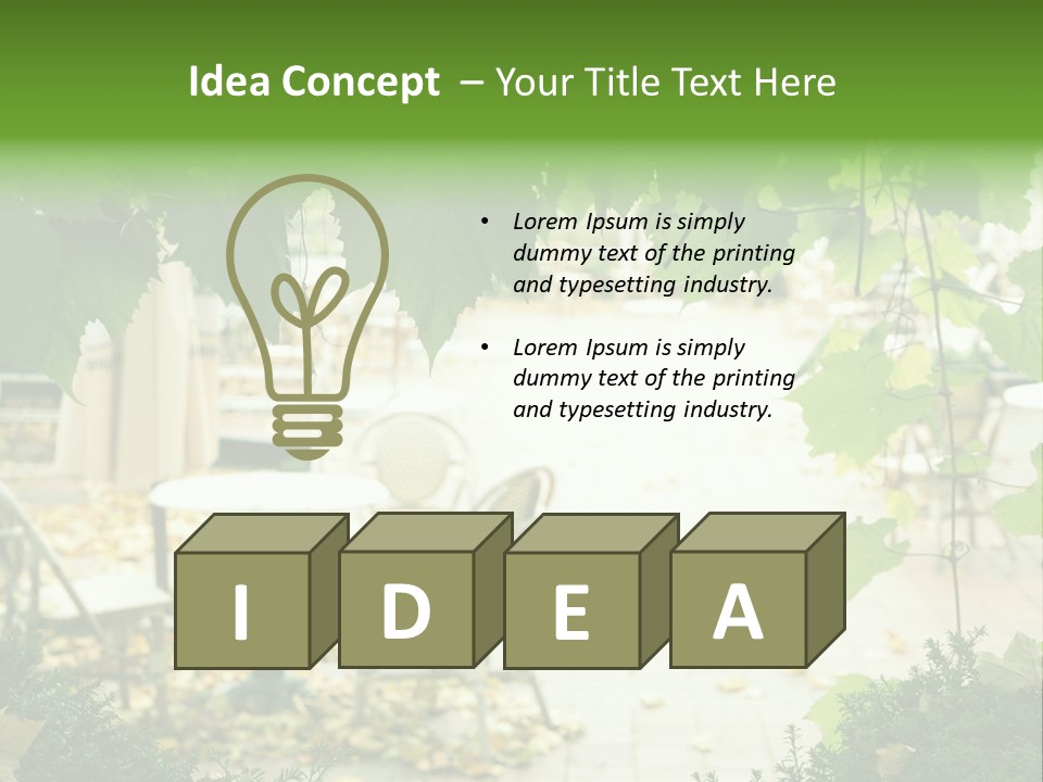 Summer Street Cafe With Grape Leaves Frame PowerPoint Template