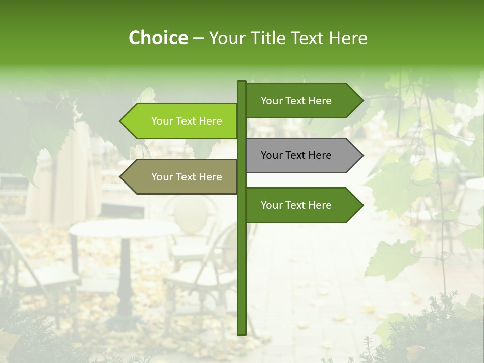 Summer Street Cafe With Grape Leaves Frame PowerPoint Template