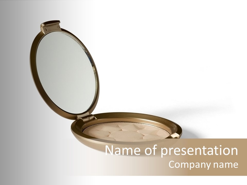 Powder-Case With Mirror Isolated On White PowerPoint Template