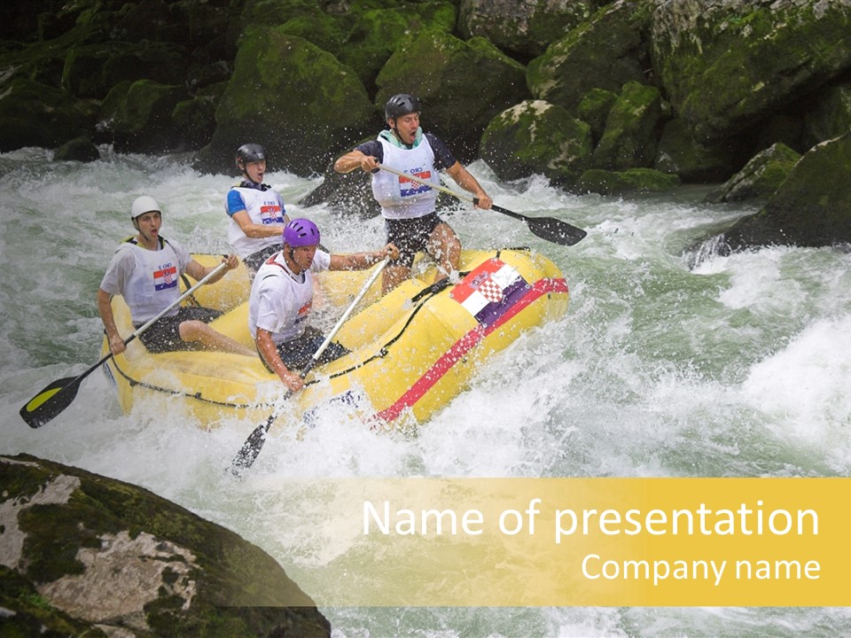 European Rafting Championship R6 On The Rapids Of River Vrbas Near Banja Luka, Republika Srpska, Bosnia And Herzegovina PowerPoint Template