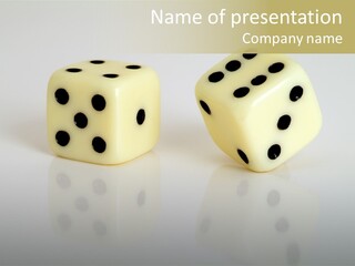 White Dice On A White Background PowerPoint Template