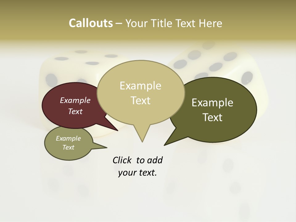 White Dice On A White Background PowerPoint Template