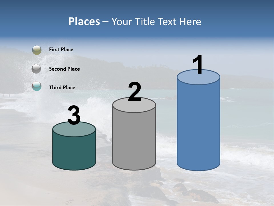 Picture Of A Caribbean Beach With A Turquoise Sea Where A Wave Is Hitting A Rock. Taken In Playa Rincon, Samana, Dominican Republic. PowerPoint Template