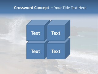 Picture Of A Caribbean Beach With A Turquoise Sea Where A Wave Is Hitting A Rock. Taken In Playa Rincon, Samana, Dominican Republic. PowerPoint Template