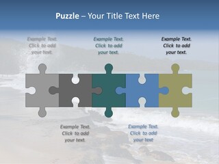 Picture Of A Caribbean Beach With A Turquoise Sea Where A Wave Is Hitting A Rock. Taken In Playa Rincon, Samana, Dominican Republic. PowerPoint Template