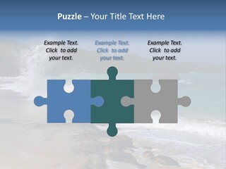 Picture Of A Caribbean Beach With A Turquoise Sea Where A Wave Is Hitting A Rock. Taken In Playa Rincon, Samana, Dominican Republic. PowerPoint Template