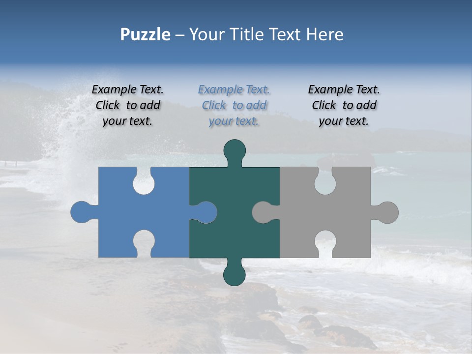 Picture Of A Caribbean Beach With A Turquoise Sea Where A Wave Is Hitting A Rock. Taken In Playa Rincon, Samana, Dominican Republic. PowerPoint Template