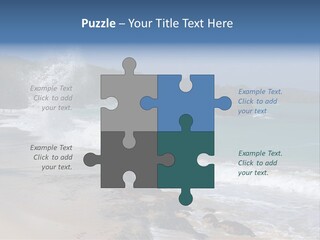 Picture Of A Caribbean Beach With A Turquoise Sea Where A Wave Is Hitting A Rock. Taken In Playa Rincon, Samana, Dominican Republic. PowerPoint Template