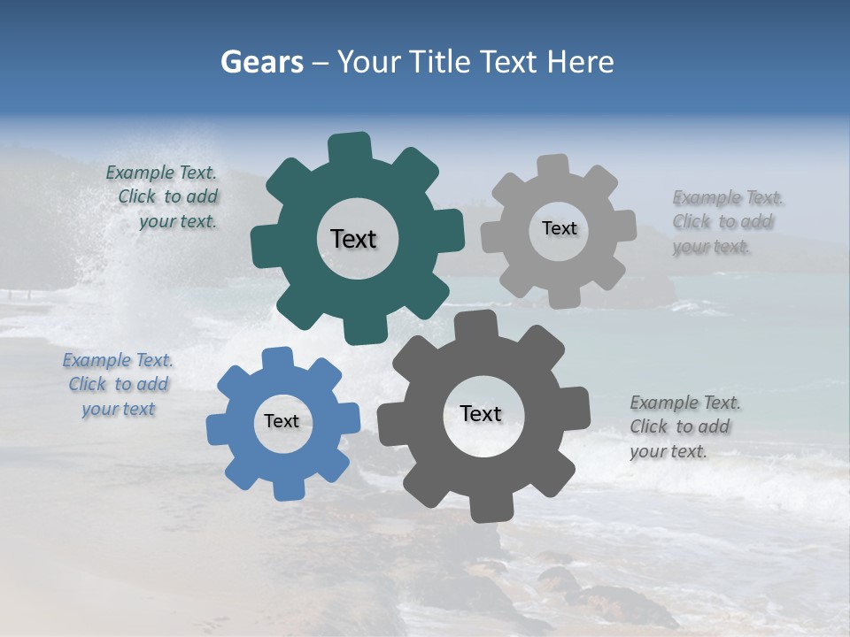 Picture Of A Caribbean Beach With A Turquoise Sea Where A Wave Is Hitting A Rock. Taken In Playa Rincon, Samana, Dominican Republic. PowerPoint Template