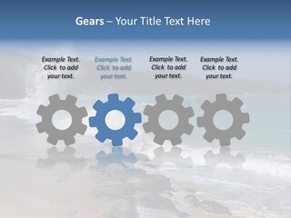 Picture Of A Caribbean Beach With A Turquoise Sea Where A Wave Is Hitting A Rock. Taken In Playa Rincon, Samana, Dominican Republic. PowerPoint Template