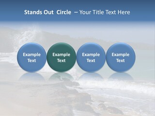 Picture Of A Caribbean Beach With A Turquoise Sea Where A Wave Is Hitting A Rock. Taken In Playa Rincon, Samana, Dominican Republic. PowerPoint Template