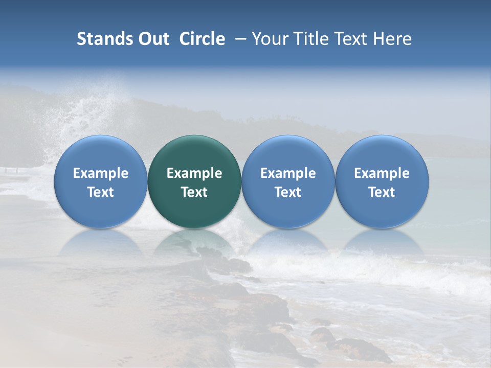 Picture Of A Caribbean Beach With A Turquoise Sea Where A Wave Is Hitting A Rock. Taken In Playa Rincon, Samana, Dominican Republic. PowerPoint Template