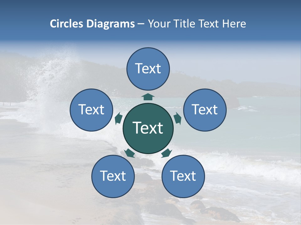 Picture Of A Caribbean Beach With A Turquoise Sea Where A Wave Is Hitting A Rock. Taken In Playa Rincon, Samana, Dominican Republic. PowerPoint Template