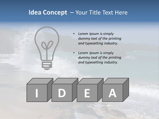 Picture Of A Caribbean Beach With A Turquoise Sea Where A Wave Is Hitting A Rock. Taken In Playa Rincon, Samana, Dominican Republic. PowerPoint Template