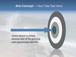 Picture Of A Caribbean Beach With A Turquoise Sea Where A Wave Is Hitting A Rock. Taken In Playa Rincon, Samana, Dominican Republic. PowerPoint Template