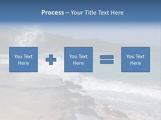Picture Of A Caribbean Beach With A Turquoise Sea Where A Wave Is Hitting A Rock. Taken In Playa Rincon, Samana, Dominican Republic. PowerPoint Template