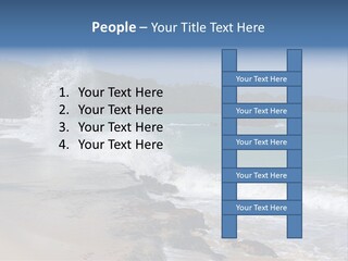 Picture Of A Caribbean Beach With A Turquoise Sea Where A Wave Is Hitting A Rock. Taken In Playa Rincon, Samana, Dominican Republic. PowerPoint Template