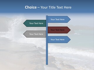 Picture Of A Caribbean Beach With A Turquoise Sea Where A Wave Is Hitting A Rock. Taken In Playa Rincon, Samana, Dominican Republic. PowerPoint Template