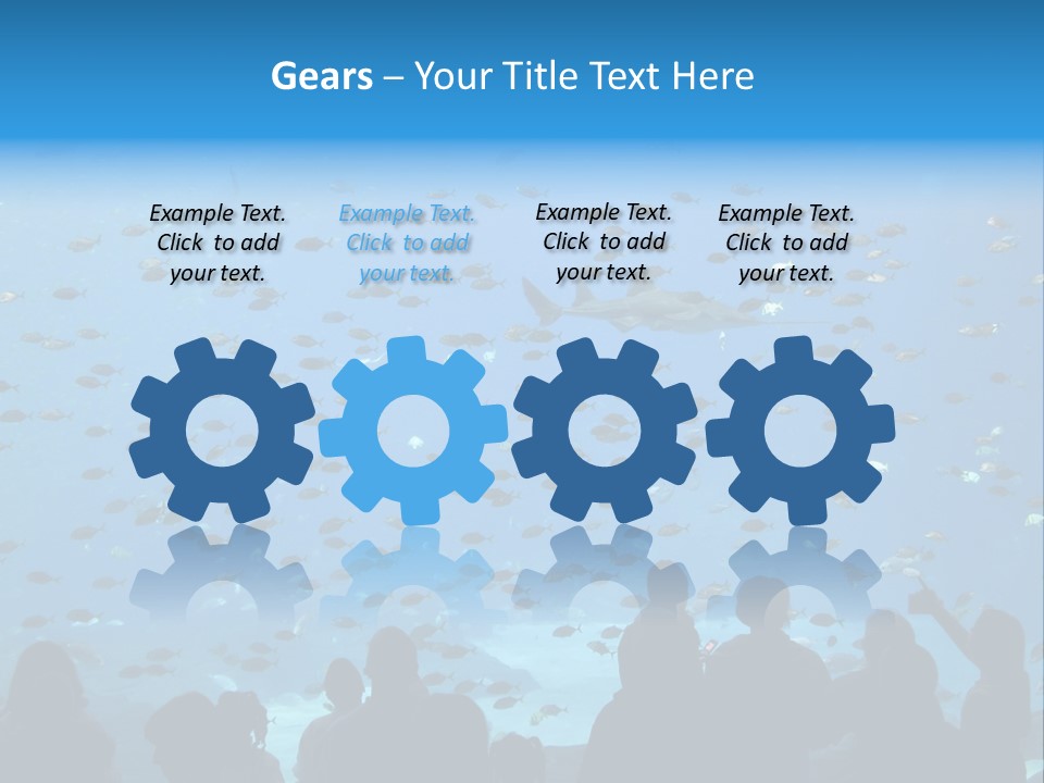 A Large Group Of People Looking At A Shark In An Aquarium PowerPoint Template