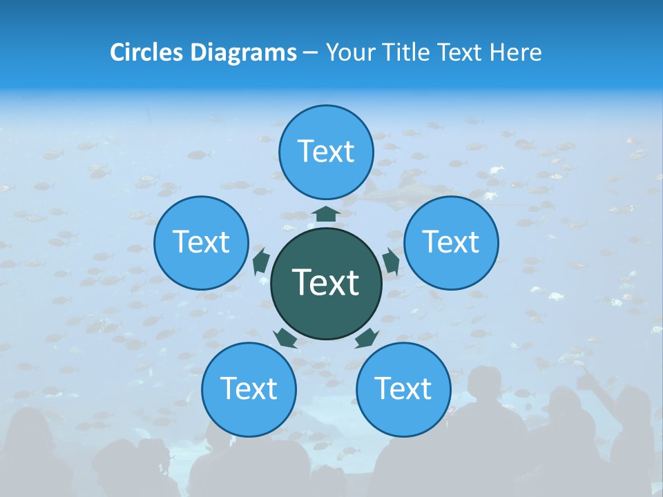 A Large Group Of People Looking At A Shark In An Aquarium PowerPoint Template