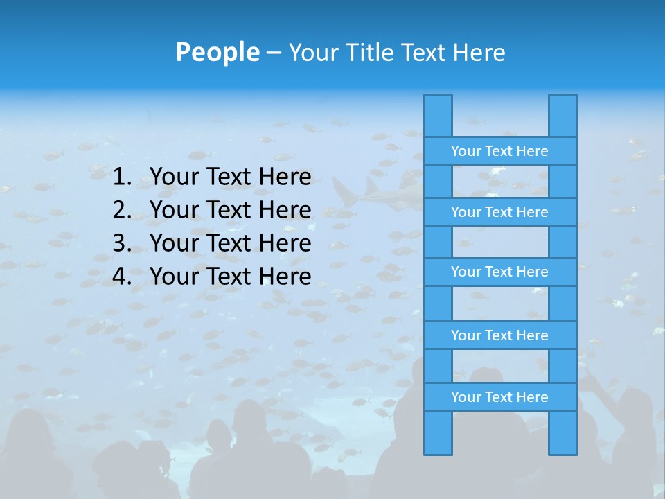 A Large Group Of People Looking At A Shark In An Aquarium PowerPoint Template