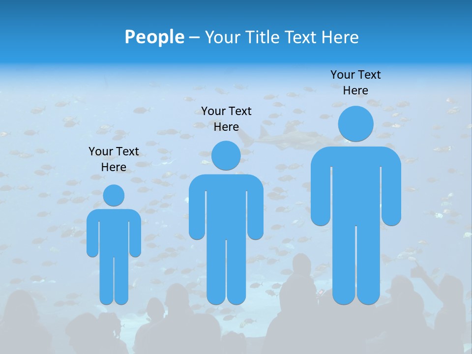 A Large Group Of People Looking At A Shark In An Aquarium PowerPoint Template