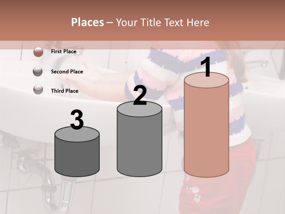 Small Girl Washing Her Hands In The Bathroom PowerPoint Template