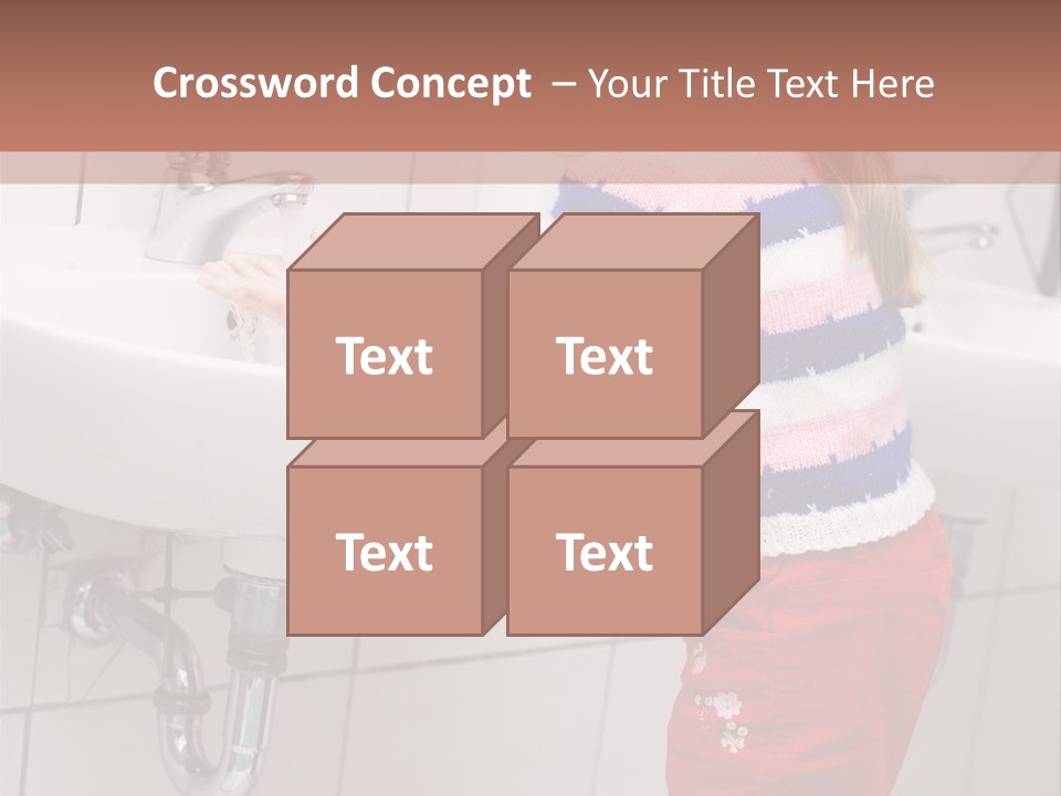 Small Girl Washing Her Hands In The Bathroom PowerPoint Template