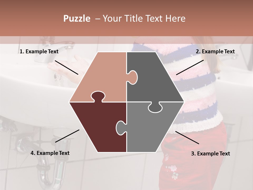 Small Girl Washing Her Hands In The Bathroom PowerPoint Template