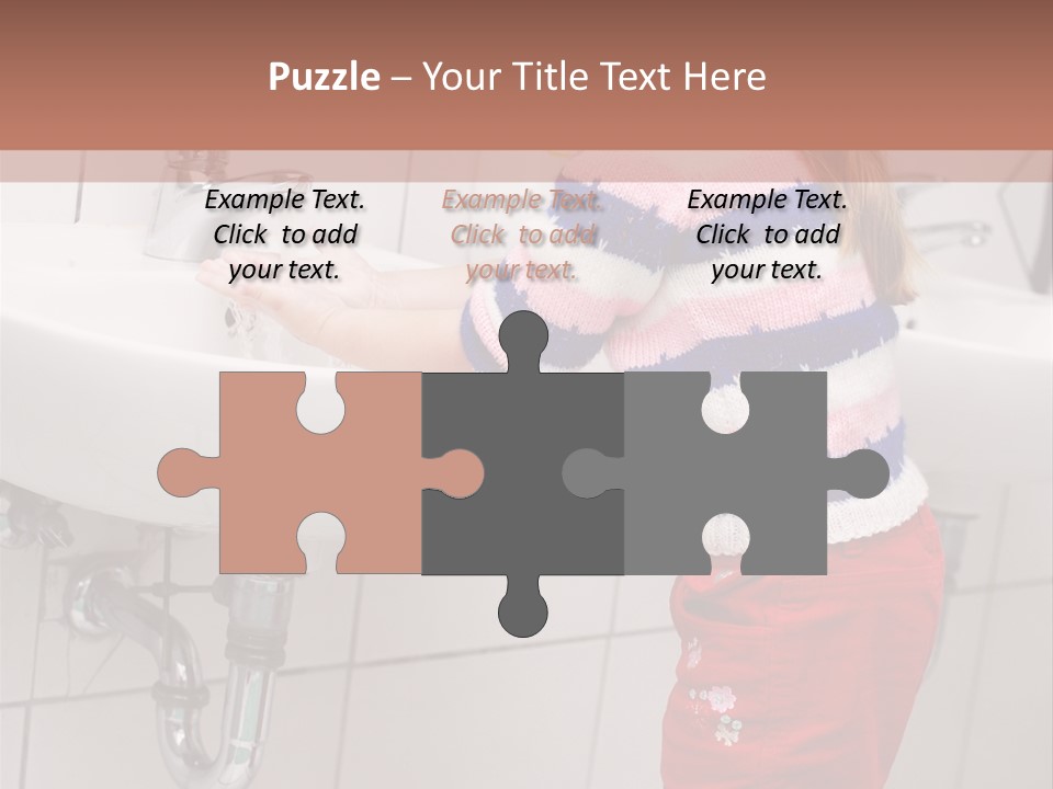 Small Girl Washing Her Hands In The Bathroom PowerPoint Template