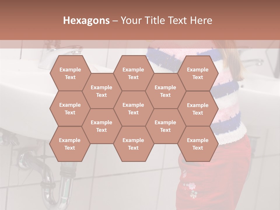 Small Girl Washing Her Hands In The Bathroom PowerPoint Template