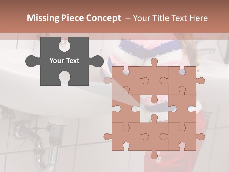 Small Girl Washing Her Hands In The Bathroom PowerPoint Template