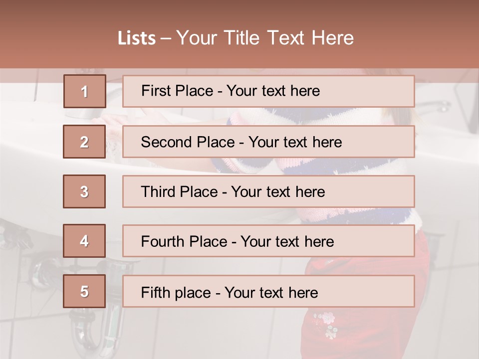 Small Girl Washing Her Hands In The Bathroom PowerPoint Template