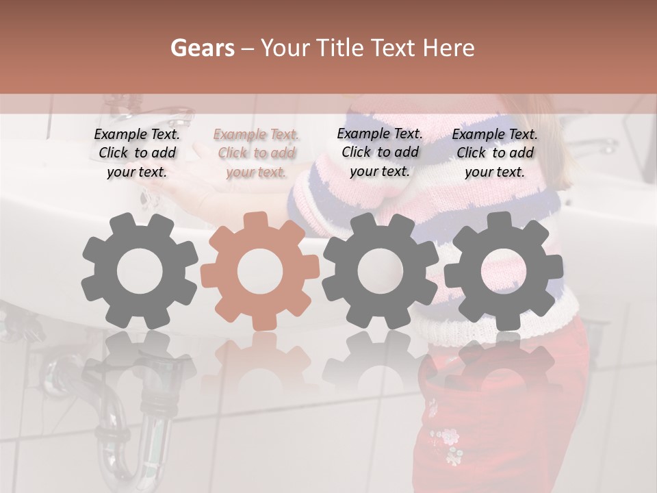 Small Girl Washing Her Hands In The Bathroom PowerPoint Template