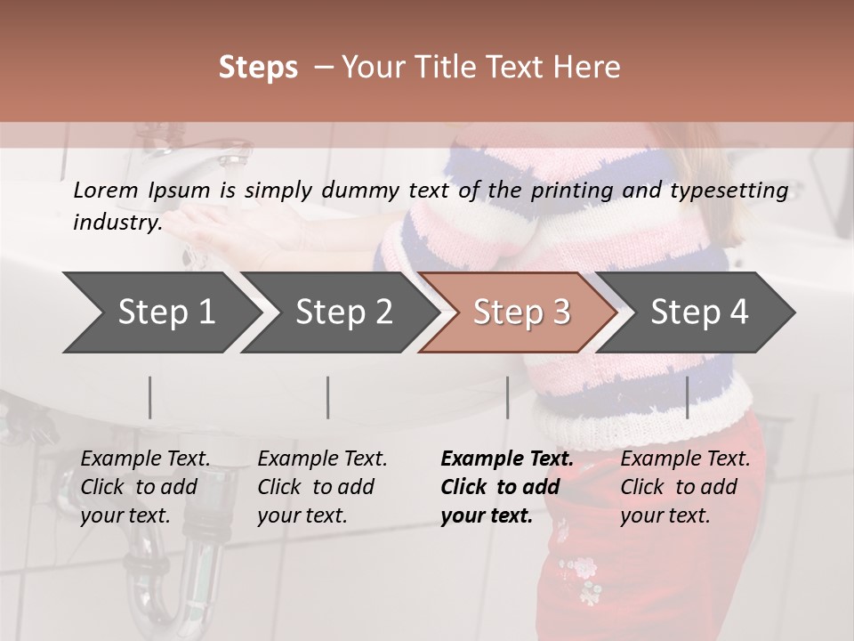 Small Girl Washing Her Hands In The Bathroom PowerPoint Template