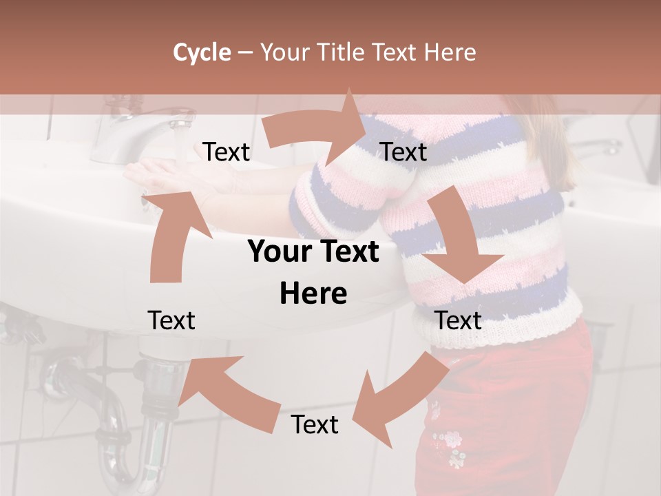Small Girl Washing Her Hands In The Bathroom PowerPoint Template