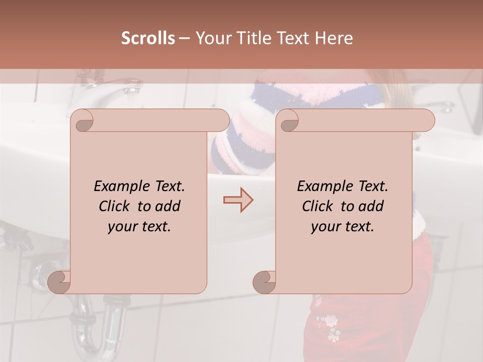 Small Girl Washing Her Hands In The Bathroom PowerPoint Template