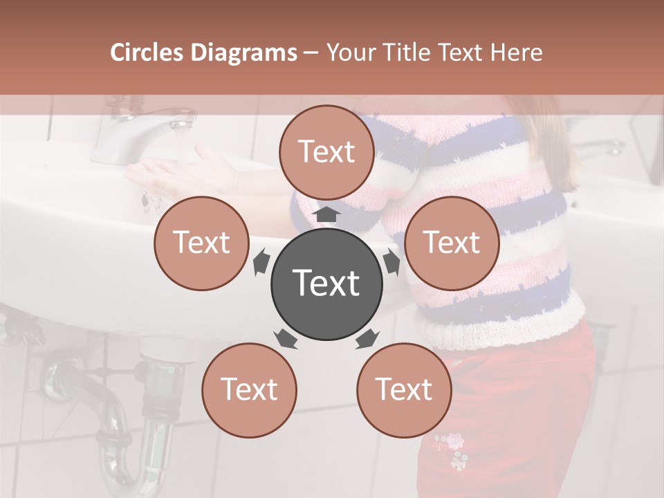 Small Girl Washing Her Hands In The Bathroom PowerPoint Template