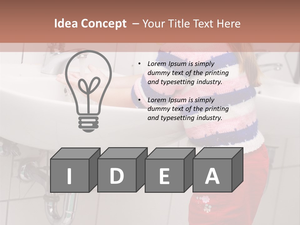 Small Girl Washing Her Hands In The Bathroom PowerPoint Template