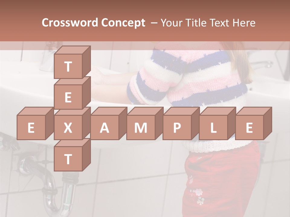 Small Girl Washing Her Hands In The Bathroom PowerPoint Template