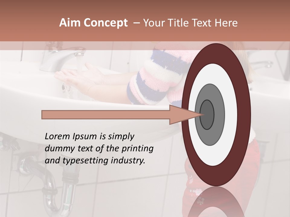 Small Girl Washing Her Hands In The Bathroom PowerPoint Template